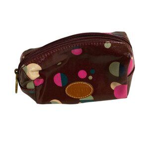 Fossil Cosmetic Bag Multicolor Polka Dot Vinyl Toiletry Bag Travel